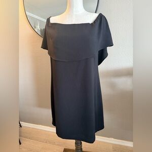 Charles Henry Black Ruffled Midi Dress